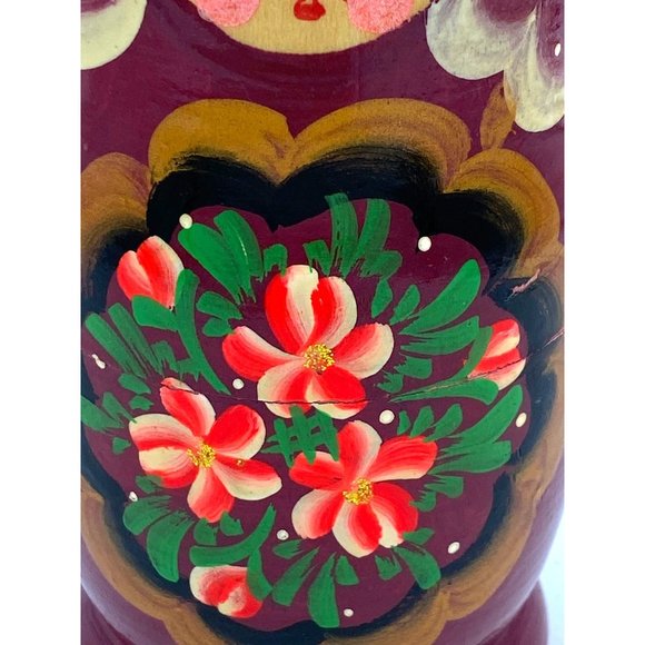 Folk Art 5 Piece Russian Matryoshka Nesting Dolls Wood Figures - Picture 5 of 8